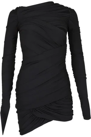 The Attico Femme, Robes, Noir, Taille: 38 FR Robe Mini Noire à Volants avec Détails Plissés
