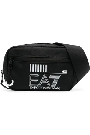 EA7 Femme, Sacs, Noir, Taille: ONE Size Sac à bandoulière décontracté noir logo blanc