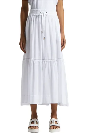 PESERICO SIGN Femme, Jupes, Blanc, Taille: 34 FR Jupe longue semi-transparente en voile de coton pur
