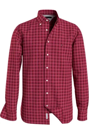 Tommy Hilfiger Homme, Chemises, Rouge, Taille: XL Chemise à carreaux rouge à manches longues