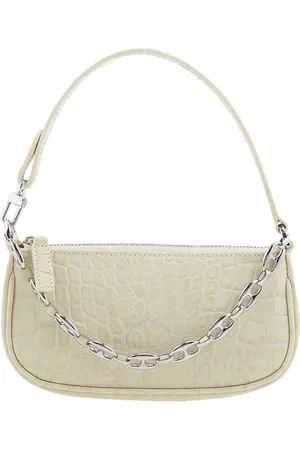 By Far Femme, Sacs, , Taille: ONE Size Sac Bandoulière en Cuir Blanc Effet Crocodile
