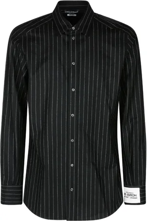Dolce & Gabbana Homme, Chemises, Noir, Taille: L Chemise Rayée Noire Col Classique