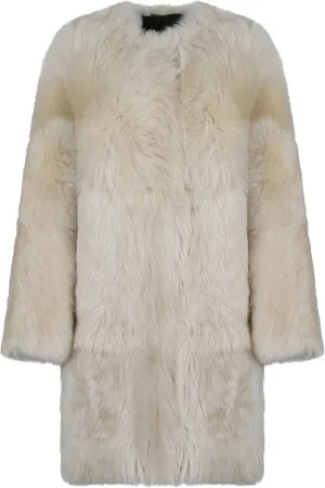 ZIMMERMANN Femme, Vestes, Blanc, Taille: 38 FR Illustration Shearling Coat. Crème Swirl Midi