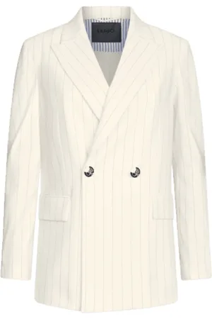 Liu Jo Femme, Vestes, Blanc, Taille: 38 FR Blazer à rayures à double boutonnage