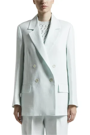 PESERICO SIGN Femme, Vestes, Vert, Taille: 40 FR Blazer croisé en gabardine de lin pur
