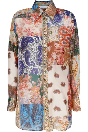 ZIMMERMANN Femme, Blouses et Chemises, Multicolore, Taille: 40 FR Chemise en Soie à Imprimé Graphique