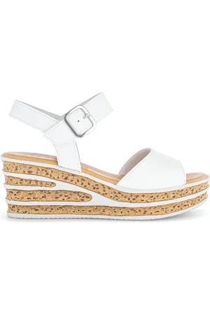 Gabor Femme, Chaussures, Blanc, Taille: 36 EU Sandales blanches en cuir lisse