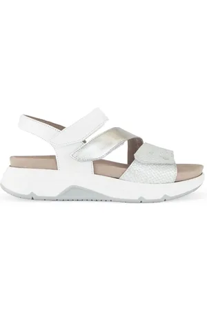 Gabor Femme, Chaussures, Multicolore, Taille: 42 EU Sandales argentées/blanches en cuir imprimé