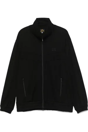 Pins & Needles Homme, Vestes, Noir, Taille: L Veste Noire à Fermeture Éclair et Ourlet Élastique