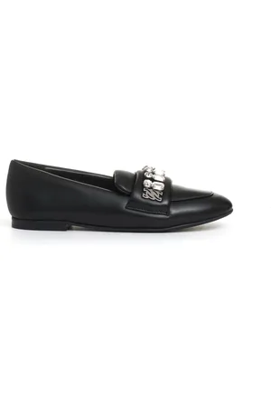 Casadei Femme, Chaussures, Noir, Taille: 36 1/2 EU Mocassin noir avec boucle en strass
