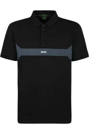 HUGO BOSS Homme, Tops, Noir, Taille: M Polo Noir avec Logo Imprimé