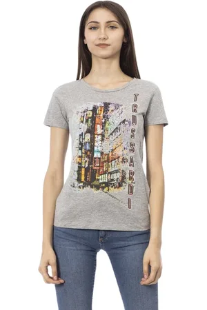 Trussardi Femme, Tops, Gris, Taille: 38 FR Hauts & T-shirt en Coton Gris