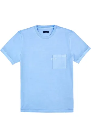 FAY Homme, Tops, Bleu, Taille: 3XL T-shirt Azzurro Élégant avec Poche Poitrine