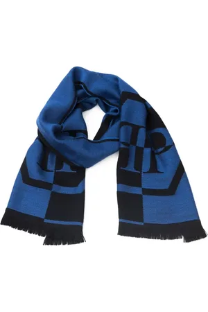 Philipp Plein Homme, Accessoires, Bleu, Taille: ONE Size Écharpe Logo Bleue Unisexe Accessoire Mode