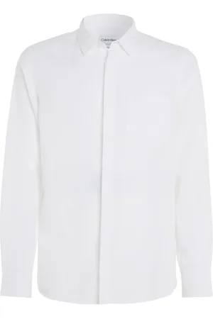 Calvin Klein Homme, Chemises, Blanc, Taille: L Chemise Blanche en Lin et Coton Regular