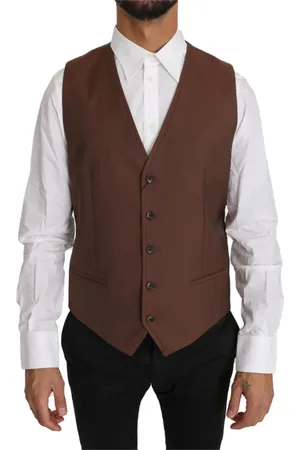 Dolce & Gabbana Homme, Costumes, Brun, Taille: L Gilet Formel Élégant Bronze & Gris Slim Fit