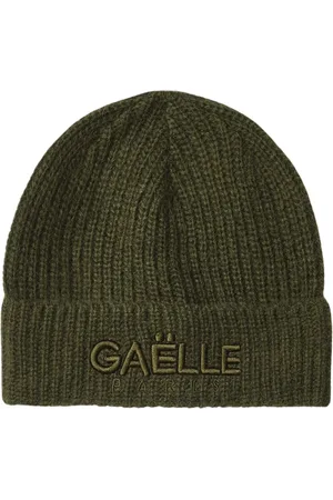GAËLLE Femme, Accessoires, Vert, Taille: ONE Size Bonnet Tricoté Vert avec Logo Brodé
