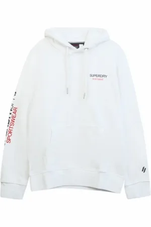 Superdry Homme, Sweatshirts et sweats à capuche, Blanc, Taille: XL Sweat à Capuche Graphique Vintage Blanc Coton