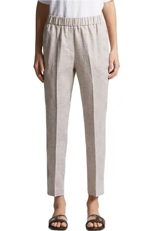 PESERICO SIGN Femme, Pantalons, Rose, Taille: 32 FR Pantalon en toile de lin pur légère et fraîche