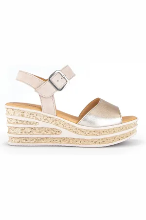 Gabor Femme, Chaussures, Rose, Taille: 42 EU Sandales roses métallisées en cuir velours