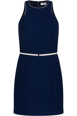 Elisabetta Franchi Femme, Robes, Bleu, Taille: 40 FR Robe Marine à Ceinture Contrastante