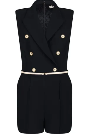 Elisabetta Franchi Femme, Combinaisons et Ensembles, Noir, Taille: 42 FR Combinaison noire à double boutonnage