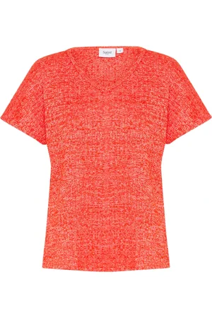 Saint Tropez Femme, Tops, Rouge, Taille: 42 FR Haut Melange col en V