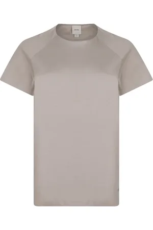 Calvin Klein Femme, Tops, Gris, Taille: 42 FR T-shirt avec Logo Brodé en Beige Clair