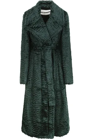 Jil Sander Femme, Manteaux, Bleu, Taille: 40 FR Manteau vert foncé ceinturé