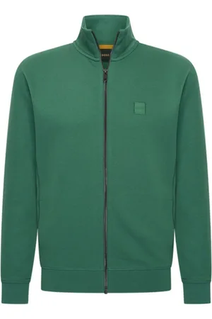 HUGO BOSS Homme, Sweatshirts et sweats à capuche, Vert, Taille: M Sweat à Glissière French Terry Coton Coutures Décoratives