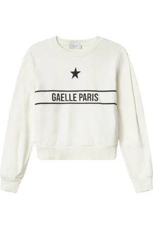 GAËLLE Femme, Sweatshirts et sweats à capuche, Blanc, Taille: 42 FR T-shirt Blanc en Coton avec Logo Imprimé et Strass