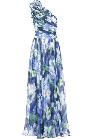 Costarellos Femme, Robes, Multicolore, Taille: 38 FR Robe en Soie Multicolore à Col Asymétrique