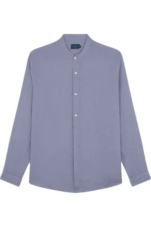 Paul & Shark Homme, Chemises, Bleu, Taille: S Chemise en lin à col mandarin