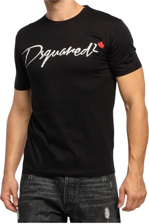 Dsquared2 Homme, Tops, Noir, Taille: 2XL T-shirt à manches courtes avec logo en italique