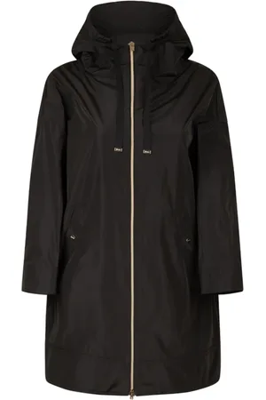 HERNO Femme, Manteaux, Noir, Taille: 38 FR Imperméable noir à capuche avec fermeture éclair
