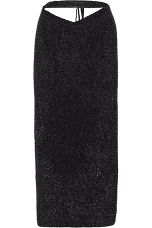 ROTATE Femme, Jupes, Noir, Taille: 42 FR Jupe Crayon en Tricot Pailleté Bleu