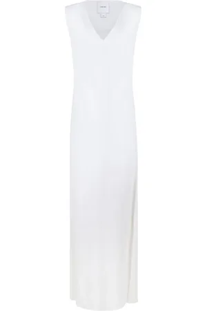 Calvin Klein Femme, Robes, Blanc, Taille: 38 FR Robe Longue Blanche avec Col en V