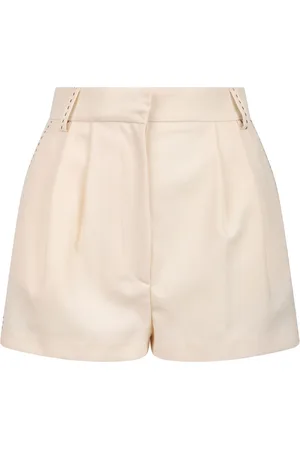 Elisabetta Franchi Femme, Shorts, , Taille: 42 FR Shorts en laine crème avec coutures contrastantes