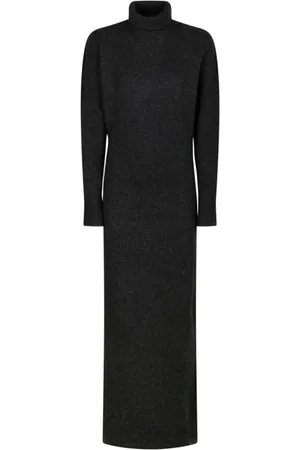 Ami Femme, Robes, Gris, Taille: 38 FR Robe Longue Tricotée Gris Foncé