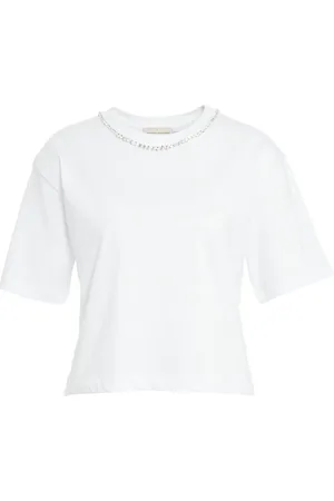 SEMICOUTURE Femme, Tops, Blanc, Taille: 40 FR T-shirt Blanc Strass Col Rond