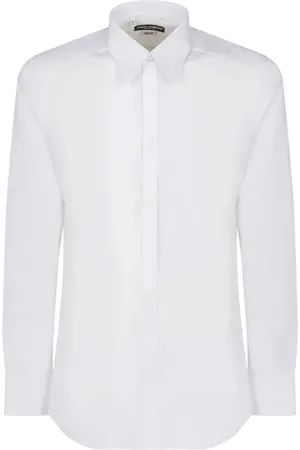Dolce & Gabbana Homme, Chemises, Blanc, Taille: L Chemise Blanche en Popeline avec Col Pointu