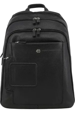 Piquadro Homme, Sacs, Noir, Taille: ONE Size Sac à dos en cuir noir pour ordinateur portable multifonctionnel