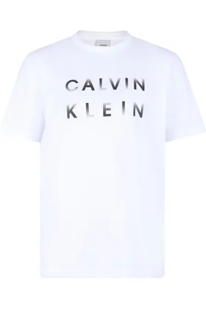 Calvin Klein Homme, Tops, Blanc, Taille: L T-shirt blanc avec logo imprimé