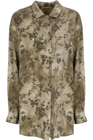 UMA WANG Femme, Blouses et Chemises, Vert, Taille: 42 FR Chemise en Soie Verte avec Col
