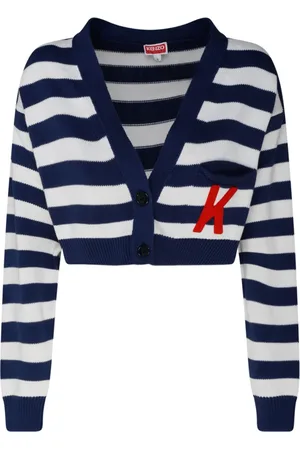 Kenzo Femme, Pulls, Bleu, Taille: 40 FR Midnight Nautical Stripes Cropped Cardigan