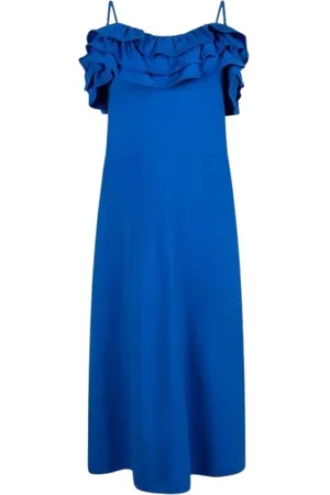 Jansen Amsterdam Femme, Robes, Bleu, Taille: 46 FR Robe Élégante Ruffle Spaghetti