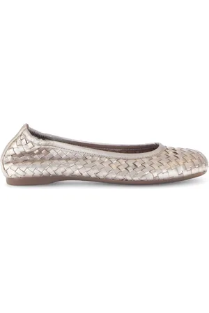 Gabor Femme, Chaussures, Jaune, Taille: 38 1/2 EU Ballerines dorées en cuir lisse