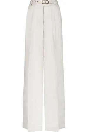 ZIMMERMANN Femme, Pantalons, Jaune, Taille: 40 FR Pantalon large Matchmaker en ivoire