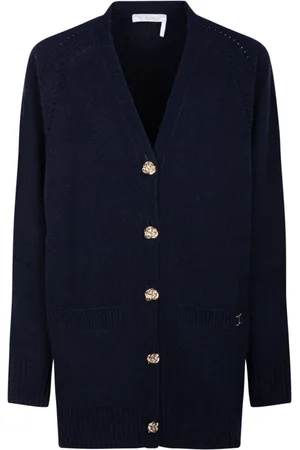 Chloé Femme, Pulls, Bleu, Taille: 36 FR Gilet en cachemire bleu marine
