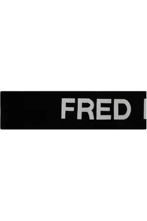 Fred Perry Homme, Accessoires, Noir, Taille: ONE Size Écharpe Noire et Blanche à Imprimé Graphique